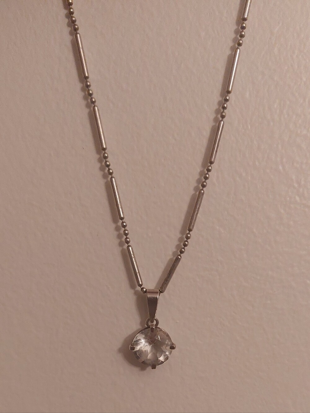 Solitaire White Topaze Pendant Sterling Silver Necklace